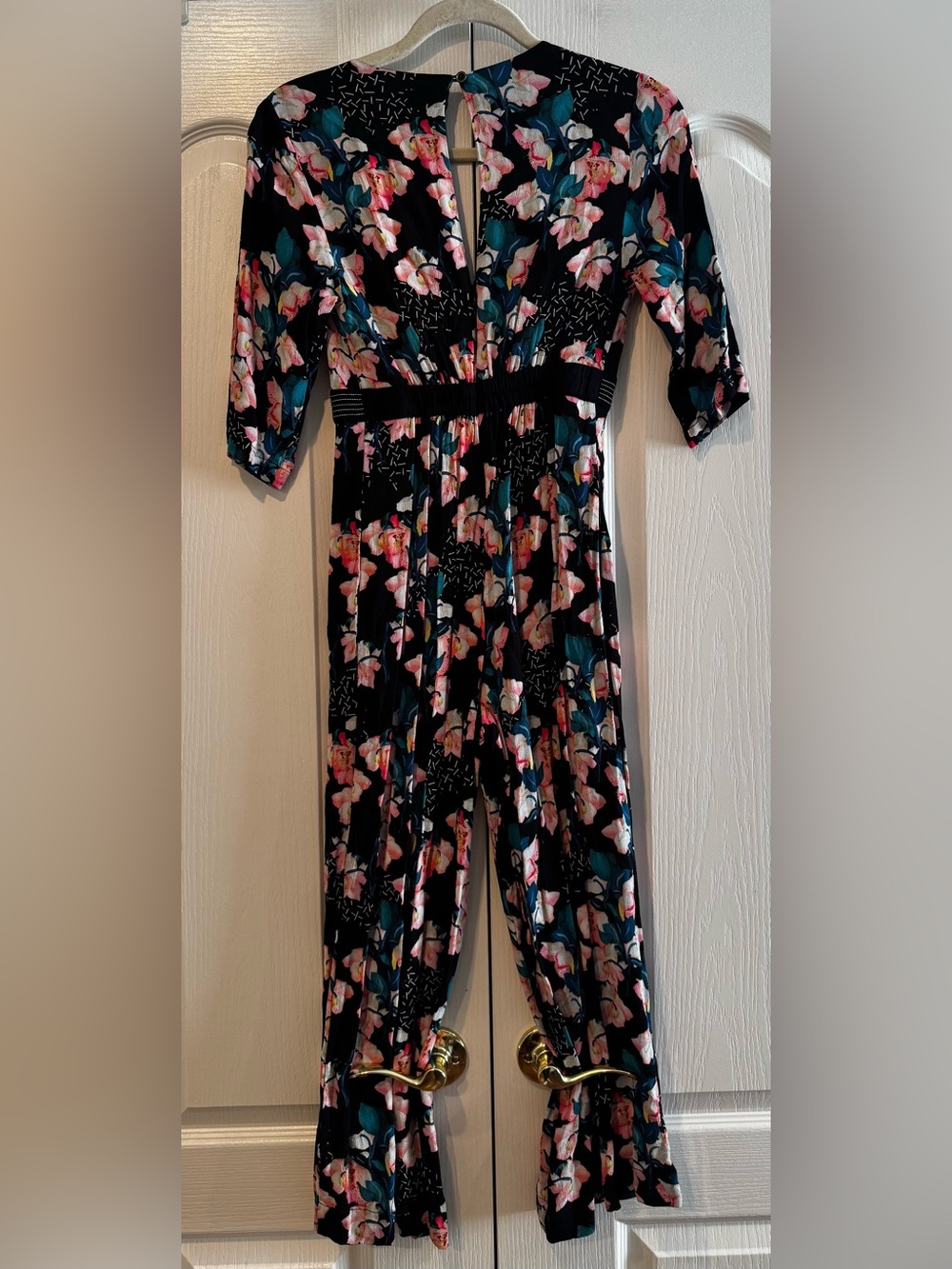 Blank London by Anthropologie Black Floral Patterned Jumpsuit - Size XSP - Picture 6 of 7